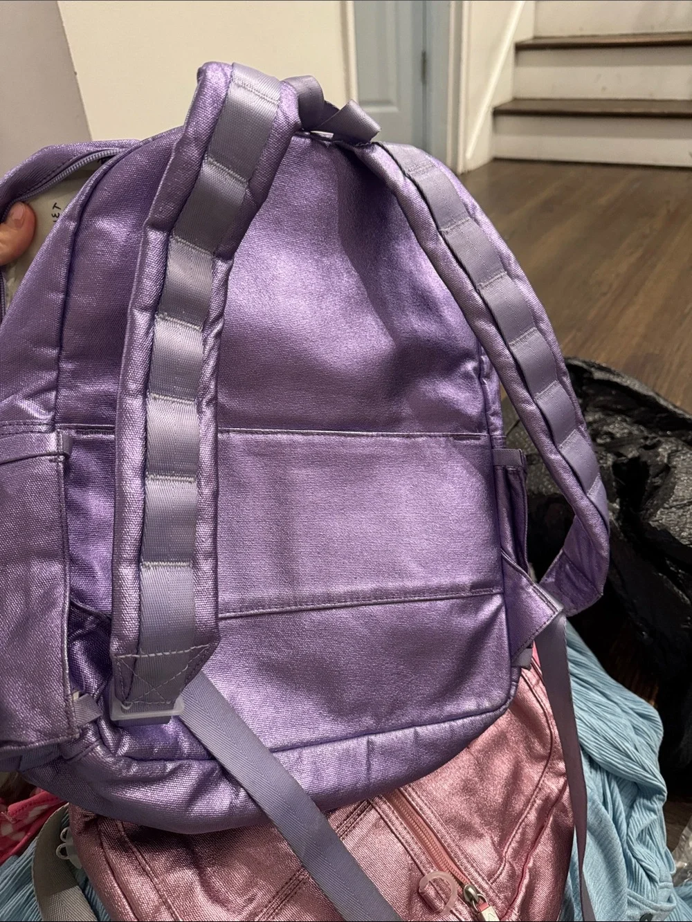 STATE Kids Lavender Backpack with Pink and Magenta Heart Patches